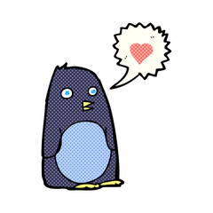 cartoon penguin with love heart