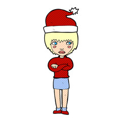 cartoon woman ready for christmas