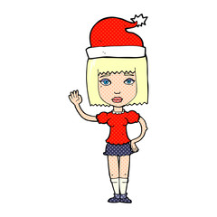 cartoon woman ready for christmas