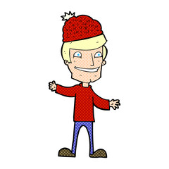 cartoon man wearing winter hat