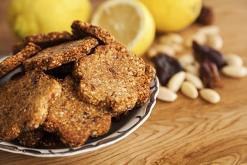 Gluten free ginger cookies with almonds and dates