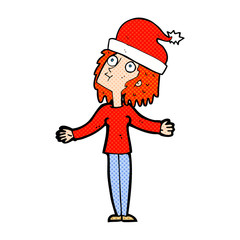 cartoon woman ready for christmas