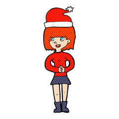 cartoon woman ready for christmas