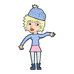 cartoon woman wearing hat