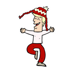 cartoon man wearing winter hat