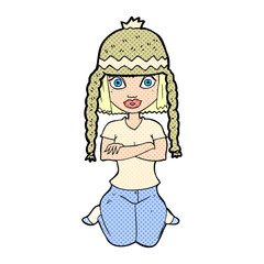 cartoon woman wearing hat