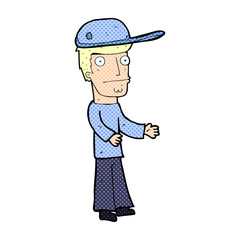 Fototapeta premium cartoon worried man wearing hat