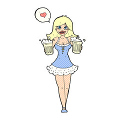 cartoon woman serving beer