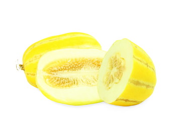 yellow melon or yellow korean melon in white background