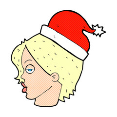 cartoon woman wearing santa hat