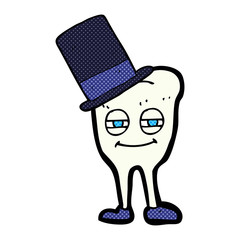 cartoon tooth wearing top hat