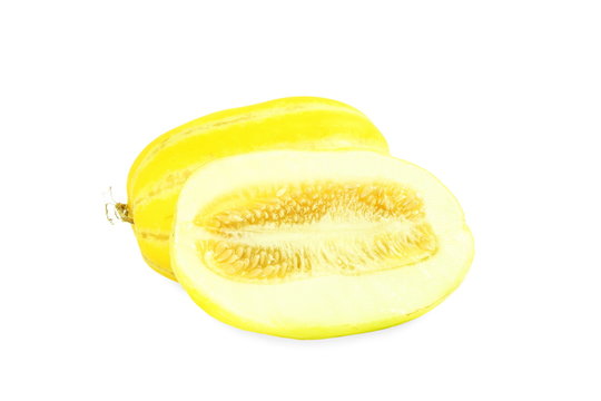 yellow melon or yellow korean melon in white background