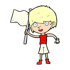cartoon boy with flag