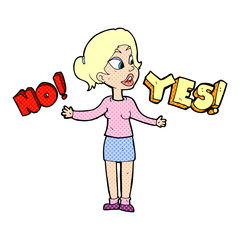 cartoon woman making choice