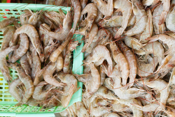 Fresh shrimp at the market for sell