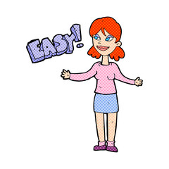 cartoon woman saying easy