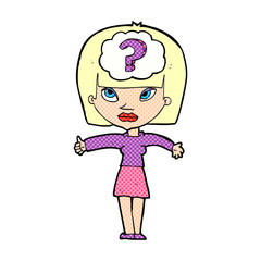 cartoon woman with question
