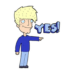cartoon man saying yes