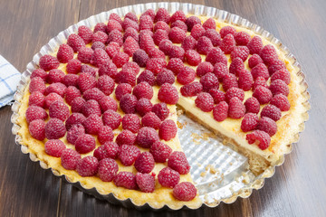 cake with raspberries