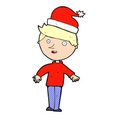 cartoon boy in santa hat
