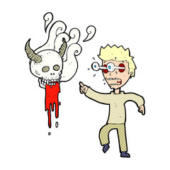 cartoon man haunted by ghost