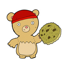cartoon teddy bear with cookie