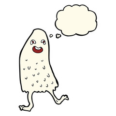 cartoon funny slime monster with thought bubble