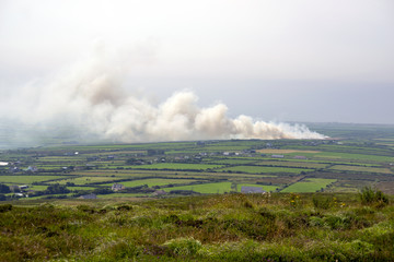 Fototapeta na wymiar fields on fire in the countryside