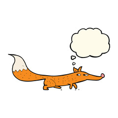 cartoon little fox with thought bubble