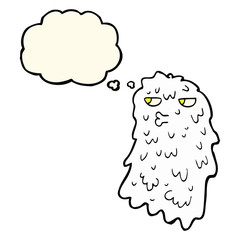 cartoon gross ghost with thought bubble