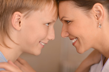 Happy mother and son