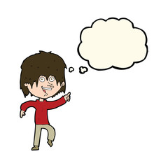 cartoon happy boy with thought bubble