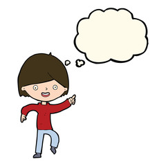 cartoon man pointing with thought bubble
