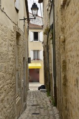 Fototapeta na wymiar Ruelle médiévale très étroite au centre historique de Saintes 
