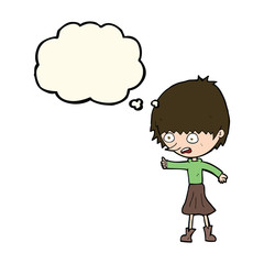 cartoon woman stressing out with thought bubble