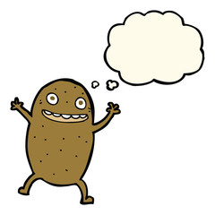 cartoon happy potato with thought bubble