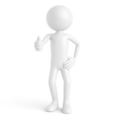 3D Mensch hält Daumen hoch