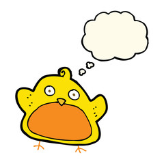 cartoon bird with thought bubble