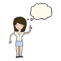 cartoon woman with idea with thought bubble