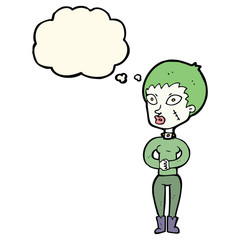 cartoon zombie girl with thought bubble