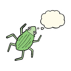 cartoon bug with thought bubble