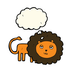 cartoon lion with thought bubble