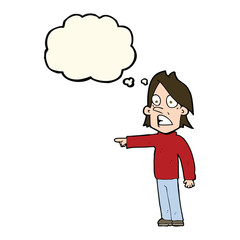 cartoon surprised man with thought bubble