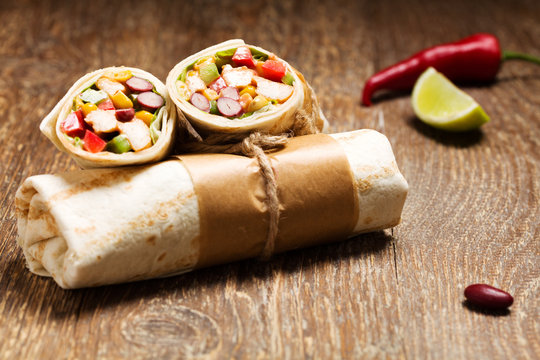 Burritos wraps with chicken