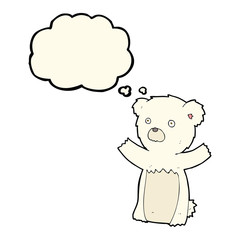 cartoon polar bear cub with thought bubble