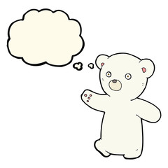 cartoon polar bear cub with thought bubble