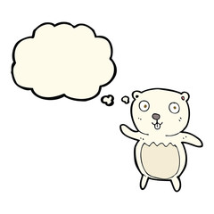 cartoon polar bear cub with thought bubble