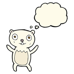 cartoon polar bear cub with thought bubble