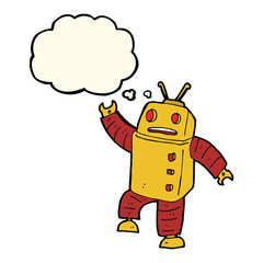 cartoon robot with thought bubble