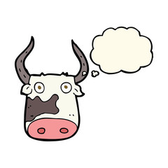 cartoon cow with thought bubble
